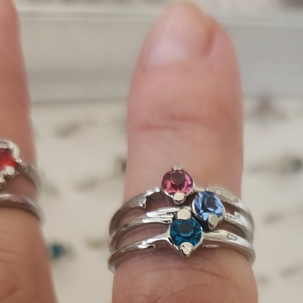 SILVER Tone  Crystal Rings